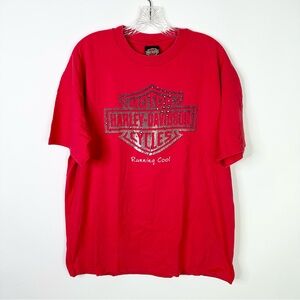 Vintage Y2K Harley Davidson Men’s T Shirt XL Red Biker Big Logo Motorcycle Tee